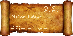 Pápay Patrik névjegykártya